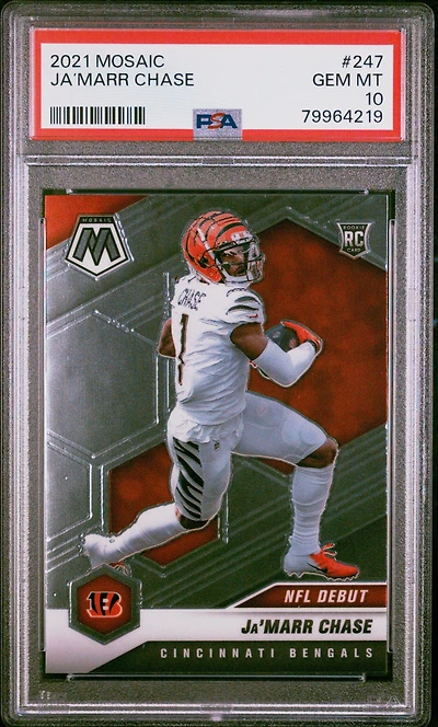 2021 Panini Mosaic 247 Ja’marr Chase PSA 10