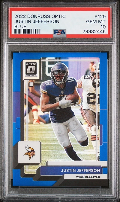 2022 Panini Donruss Optic 129 Justin Jefferson Blue PSA 10