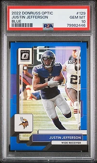 2022 Panini Donruss Optic 129 Justin Jefferson Blue PSA 10