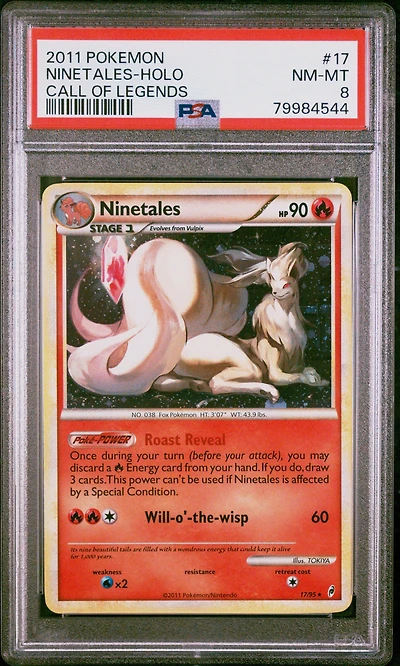 2011 Pokemon Call Of Legends 17 Ninetales PSA 8