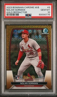 2023 Bowman Mega Box Chrome 6 Nolan Gorman Gold Refractor PSA 10
