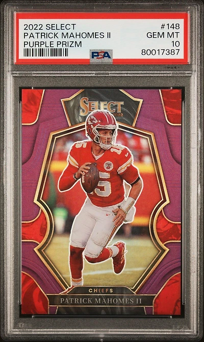 2022 Panini Select 148 Patrick Mahomes Ii Purple Prizm PSA 10