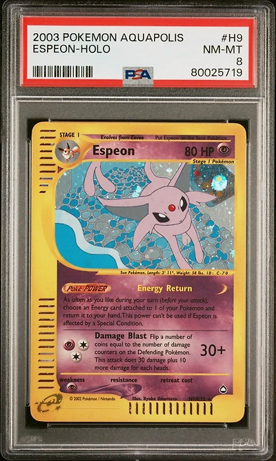 2003 Pokemon Aquapolis H9 Espeon PSA 8