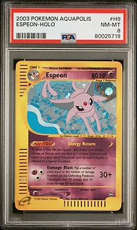 2003 Pokemon Aquapolis H9 Espeon PSA 8