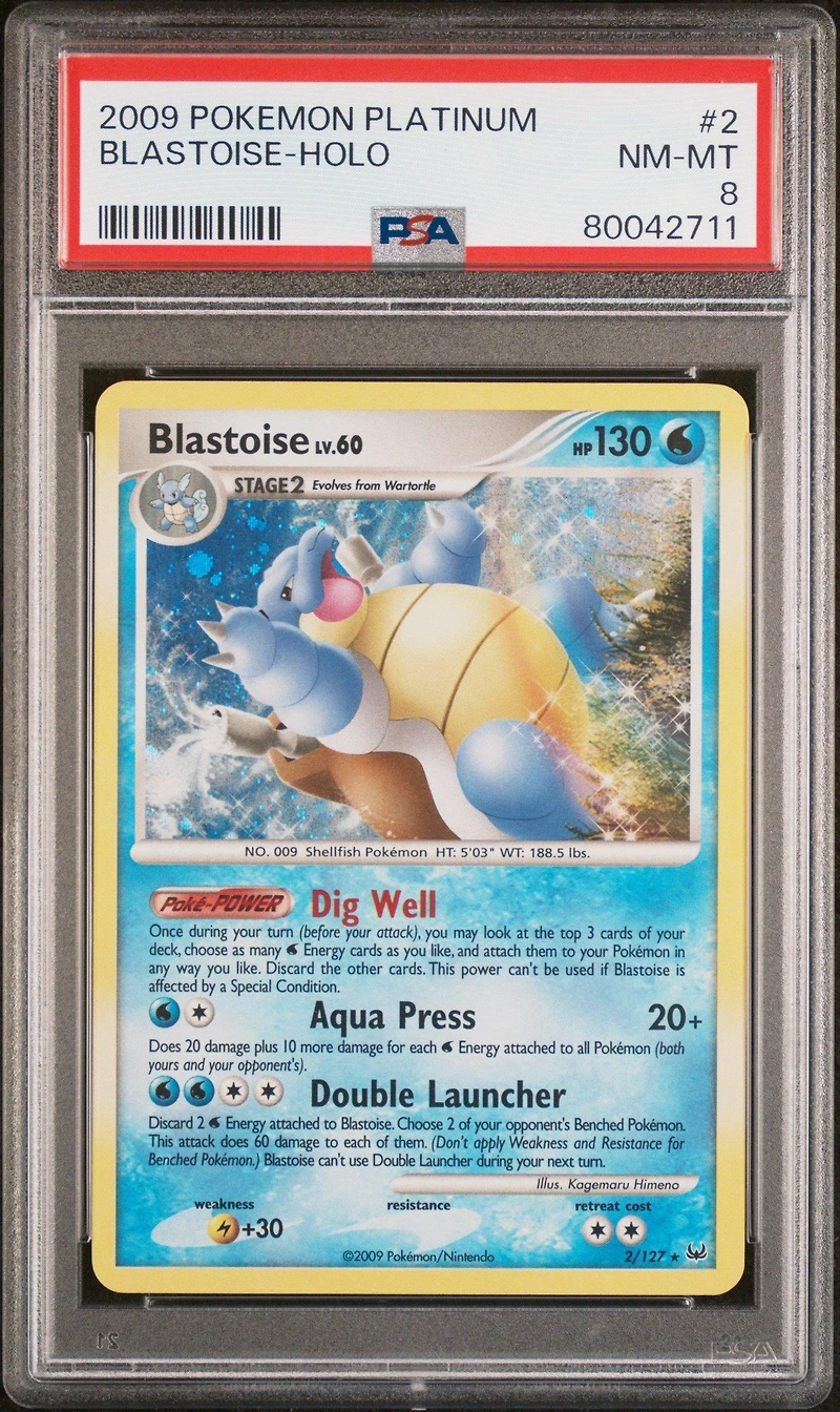 2009 Pokemon Platinum 2 Blastoise-holo PSA 8