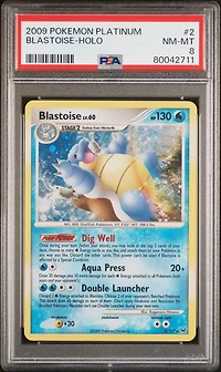2009 Pokemon Platinum 2 Blastoise-holo PSA 8