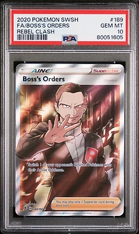 2020 Pokemon Sword & Shield Rebel Clash 189 Fa/boss's Orders PSA 10