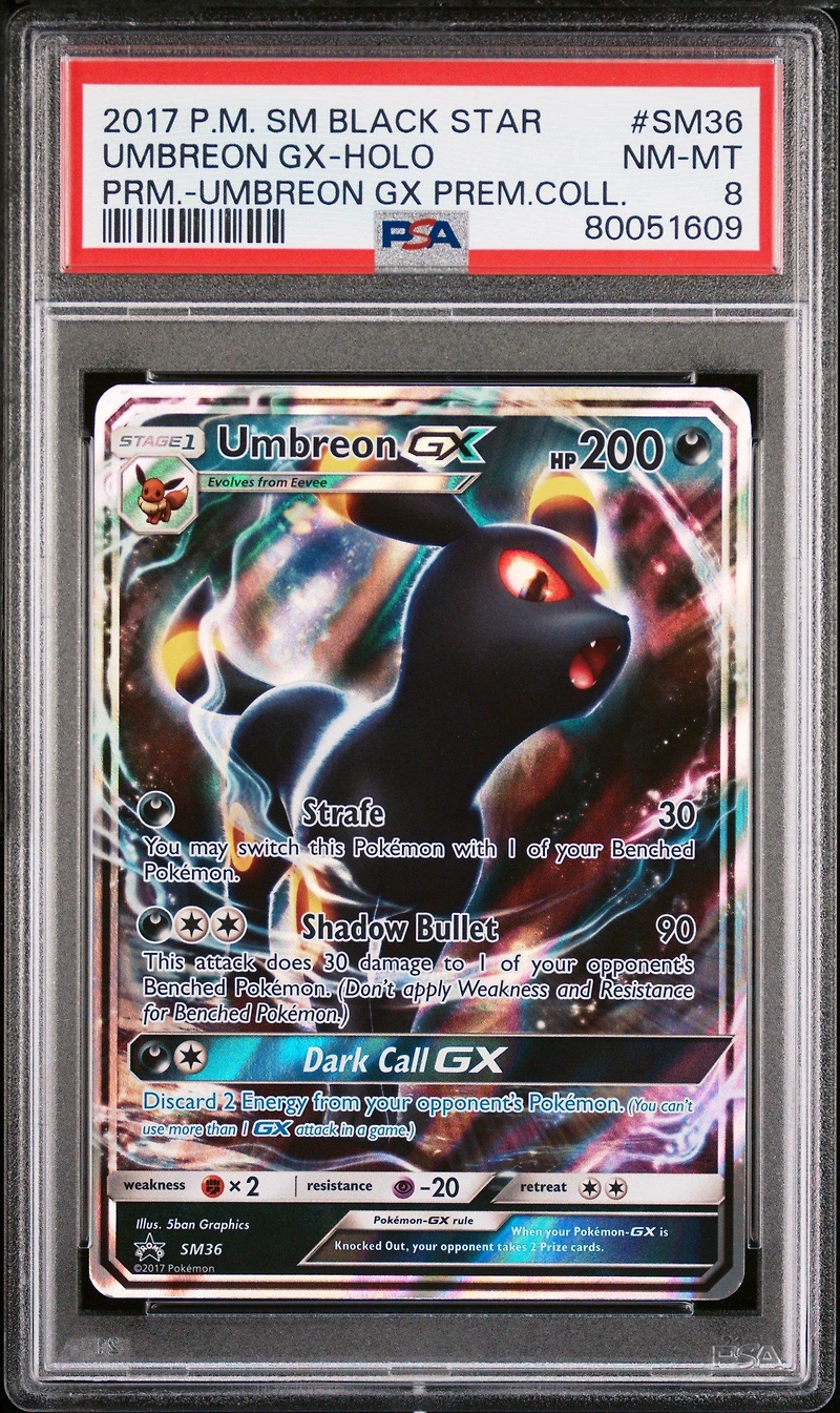 2017 Pokemon Sm Black Star Promo Sm36 Umbreon Gx-holo Umbreon Gx Premium Collection PSA 8