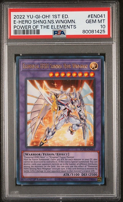 2022 Yu-gi-oh! Pote-power Of The Elements En041 Elemental Hero Shining Neos Wingman 1st Edition PSA