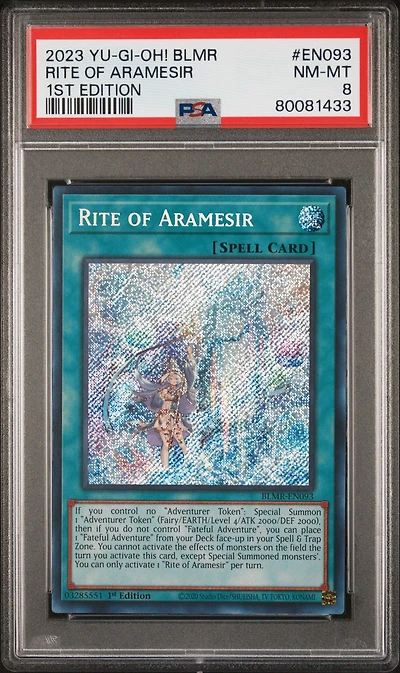 2023 Yu-gi-oh! Blmr-battles Of Legend: Monstrous Revenge En093 Rite Of Aramesir 1st Edition PSA