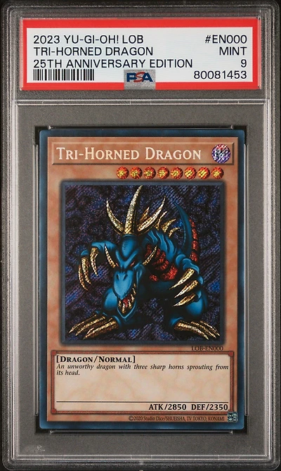 2023 Yu-gi-oh! Legend Of Blue Eyes White Dragon 25th Anniversary Edition En000 Tri-horned Dragon PSA 9