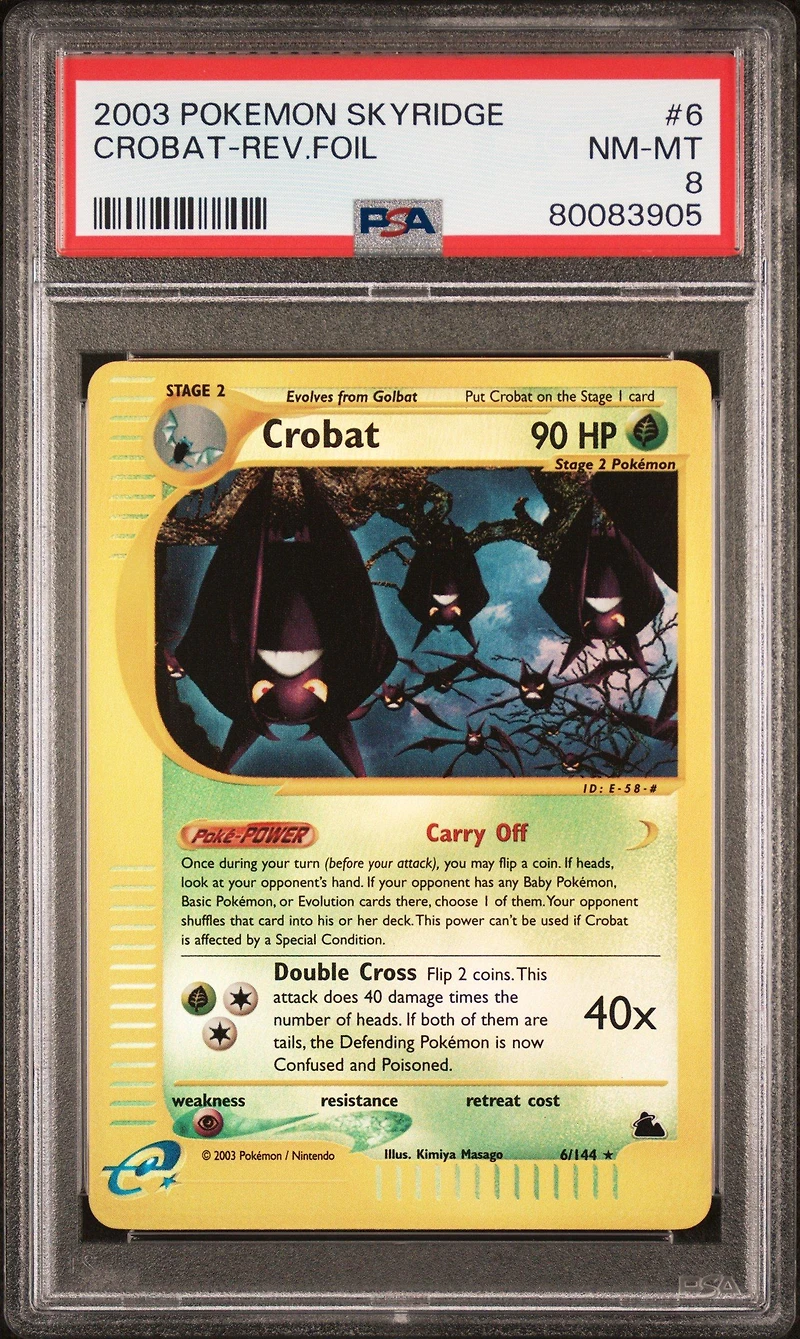 2003 Pokemon Skyridge 6 Crobat-reverse Foil PSA 8
