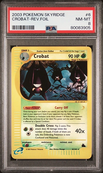 2003 Pokemon Skyridge 6 Crobat-reverse Foil PSA 8