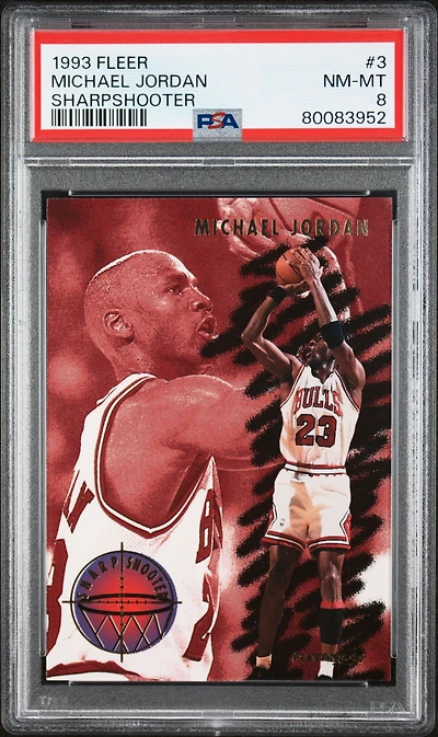 1993 Fleer Sharpshooter 3 Michael Jordan PSA 8