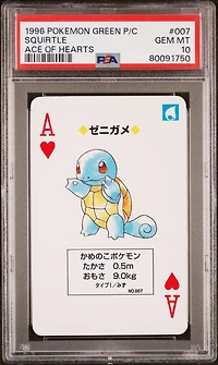 1996 Pokemon Green Version Playing Cards 007 Squirtle Ace Of Hearts PSA 10