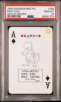 1996 Pokemon Red Version Playing Cards 150 Mewtwo Ace Of Spades PSA 10