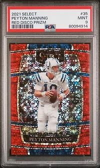 2021 Panini Select 35 Peyton Manning Red Disco Prizm PSA 9
