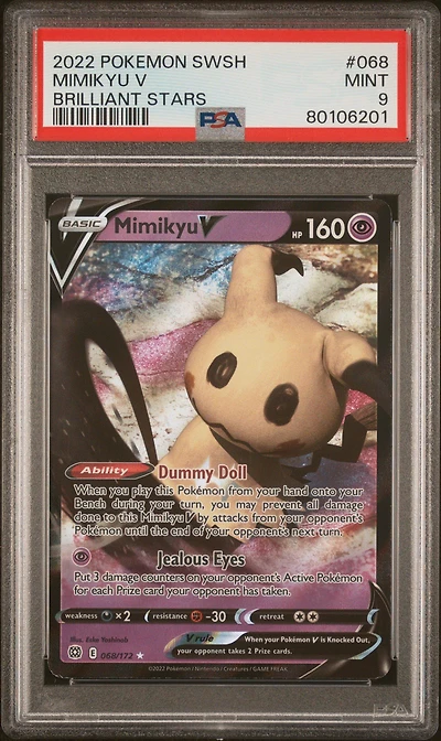 2022 Pokemon Sword & Shield Brilliant Stars 068 Mimikyu V PSA