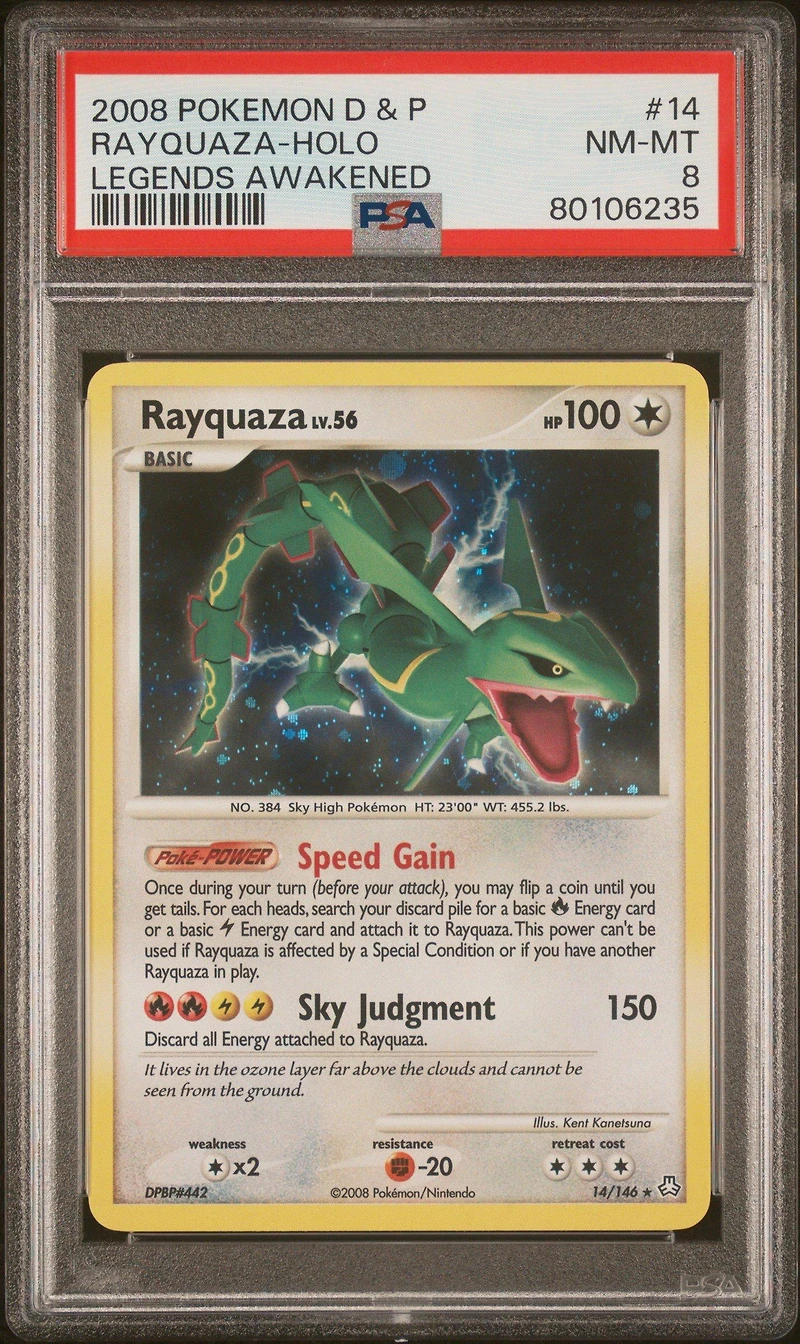 2008 Pokemon Diamond & Pearl Legends Awakened 14 Rayquaza-holo PSA 8
