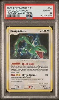 2008 Pokemon Diamond & Pearl Legends Awakened 14 Rayquaza-holo PSA 8