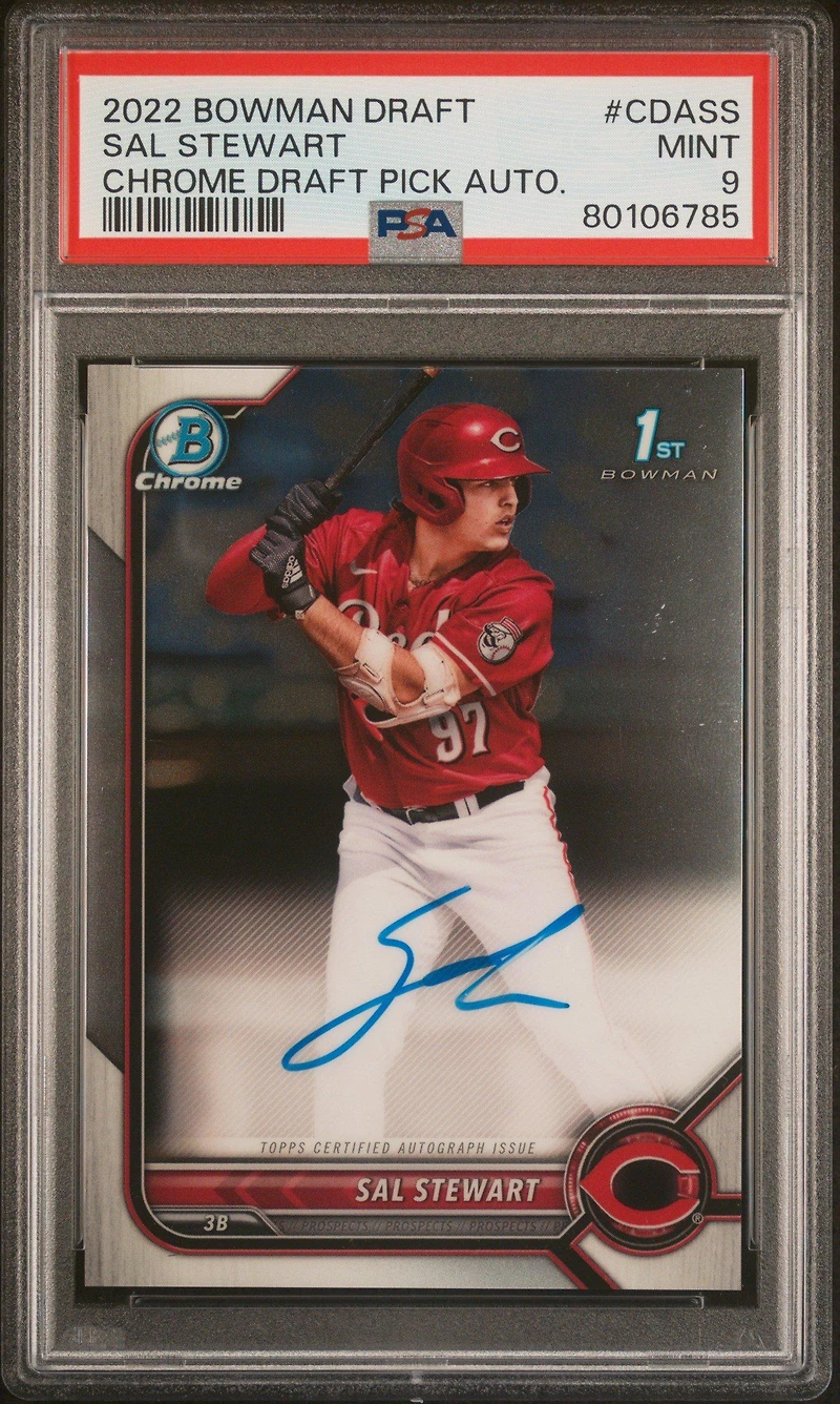 2022 Bowman Draft Chrome Draft Pick Autographs Cdass Sal Stewart PSA 9