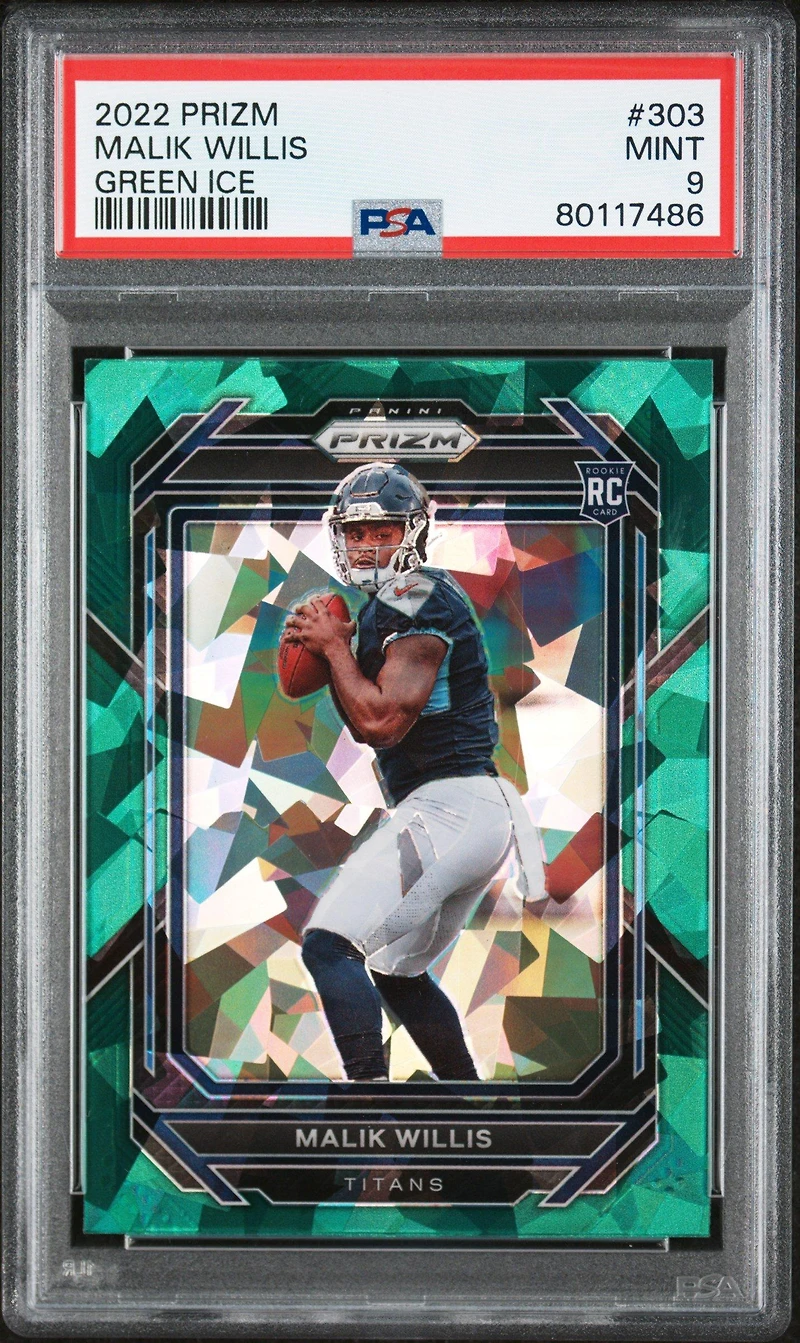 2022 Panini Prizm 303 Malik Willis Green Ice PSA 9