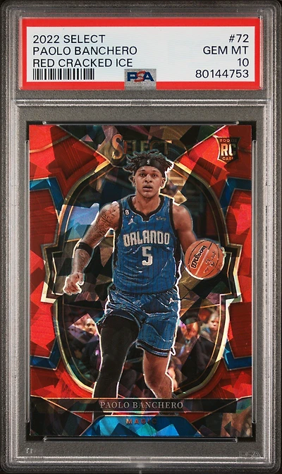 2022 Panini Select 72 Paolo Banchero Red Cracked Ice PSA 10