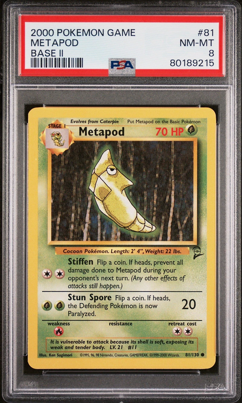 2000 Pokemon Game Base Ii 81 Metapod PSA 8