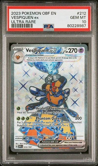 2023 Pokemon Obf En-obsidian Flames 212 Vespiquen Ex Ultra Rare PSA 10