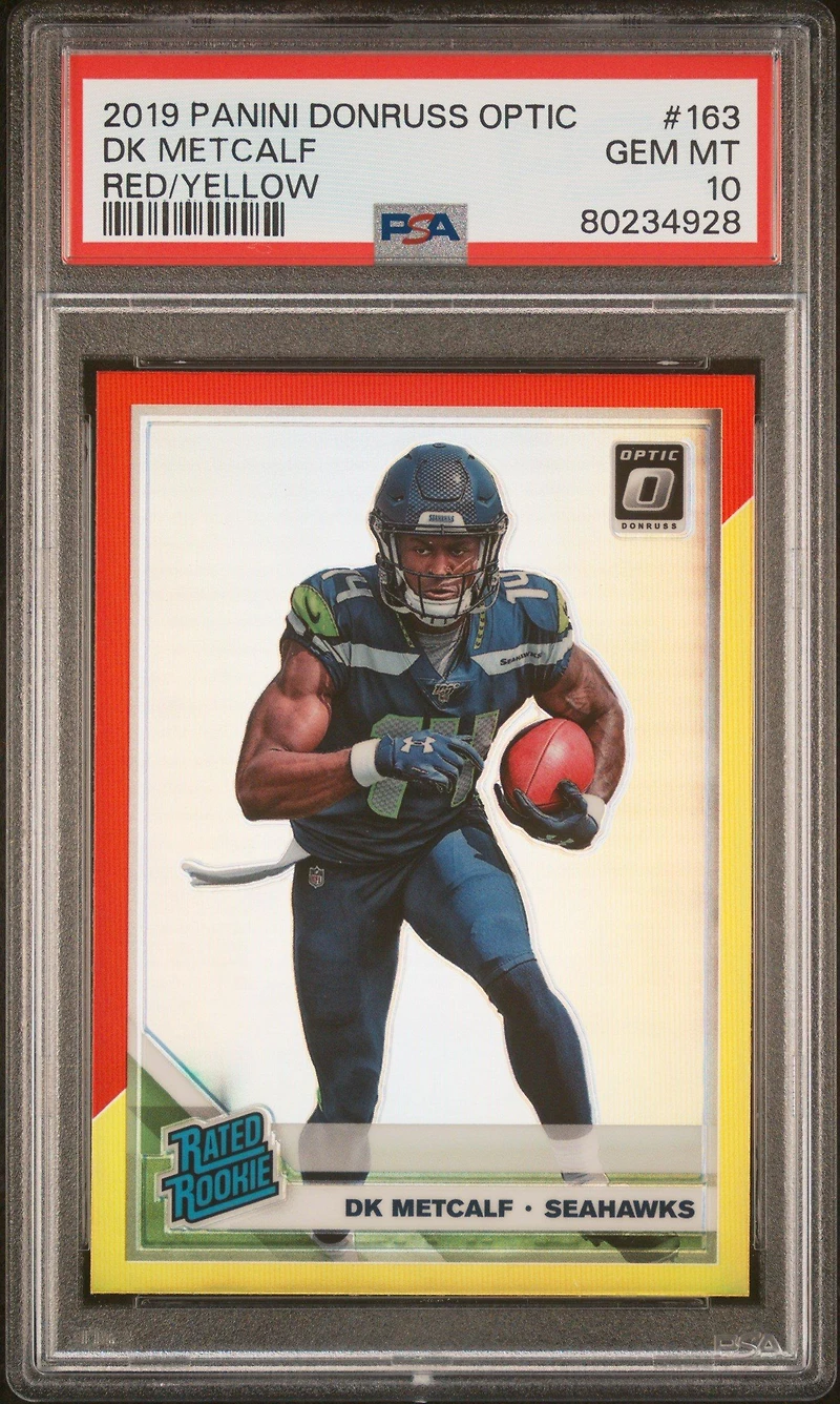 2019 Panini Donruss Optic 163 Dk Metcalf Red/yellow PSA 10