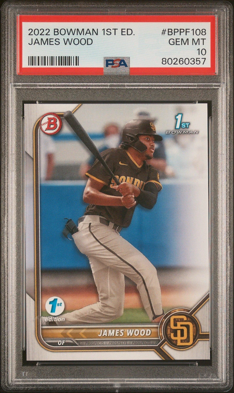 2022 Bowman 1st Edition Bppf108 James Wood PSA 10