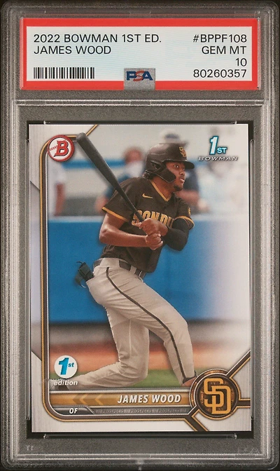 2022 Bowman 1st Edition Bppf108 James Wood PSA 10