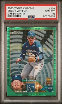 2023 Topps Chrome 176 Bobby Witt Jr. Green Sonar Refractor PSA 10