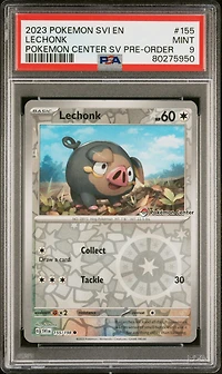 2023 Pokemon Svi En-scarlet & Violet 155 Lechonk Pokemon Center Scarlet & Violet Pre-order Promo PSA 9