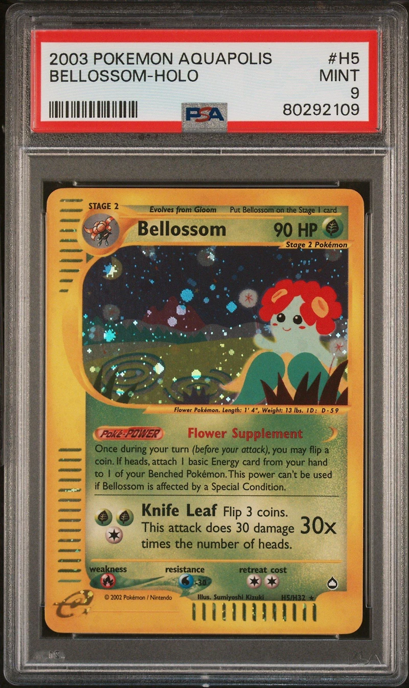 2003 Pokemon Aquapolis H5 Bellossom-holo PSA 9