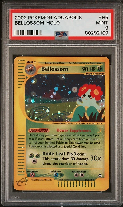 2003 Pokemon Aquapolis H5 Bellossom-holo PSA 9