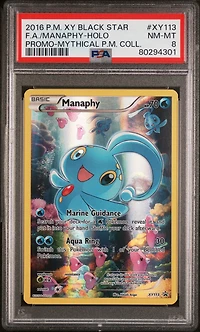 2016 Pokemon Xy Black Star Promo Xy113 Full Art/manaphy Mythical Pokemon Collection PSA 8