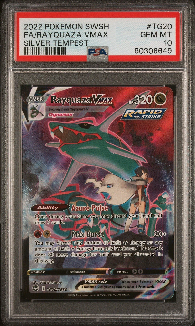 2022 Pokemon Sword & Shield Silver Tempest Tg20 Full Art/rayquaza Vmax PSA 10