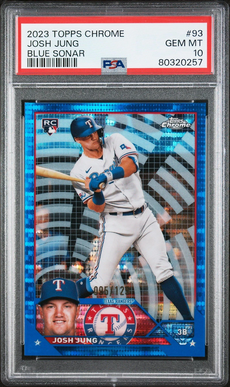 2023 Topps Chrome 93 Josh Jung Blue Sonar Refractor PSA 10
