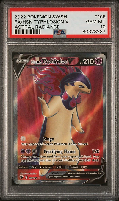 2022 Pokemon Sword & Shield Astral Radiance 169 Full Art/hisuian Typhlosion V PSA 10