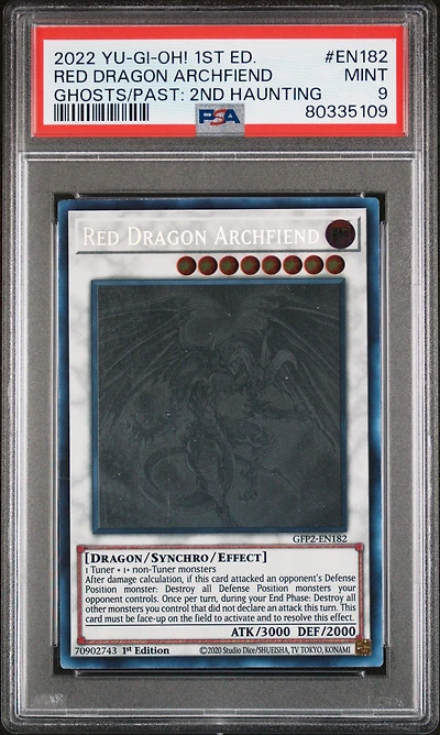 2022 Yu-gi-oh! Gfp2-ghosts From The Past: The 2nd Haunting En182 Red Dragon Archfiend 1st Edition PSA 9