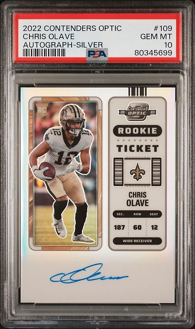 2022 Panini Contenders Optic 109 Chris Olave Autograph-silver PSA 10