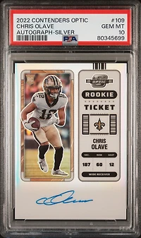 2022 Panini Contenders Optic 109 Chris Olave Autograph-silver PSA 10