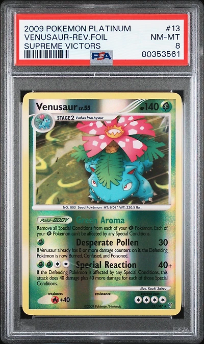 2009 Pokemon Platinum Supreme Victors 13 Venusaur-reverse Foil PSA 8