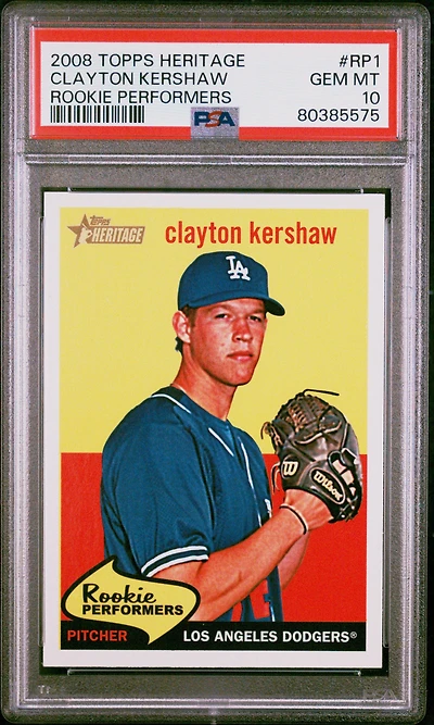 2008 Topps Heritage Rookie Performers Rp1 Clayton Kershaw PSA 10