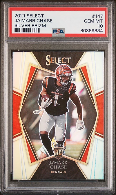 2021 Panini Select 147 Ja'marr Chase Silver Prizm PSA 10