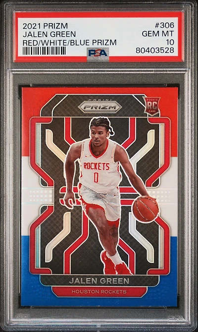 2021 Panini Prizm 306 Jalen Green Red/white/blue Prizm PSA 10
