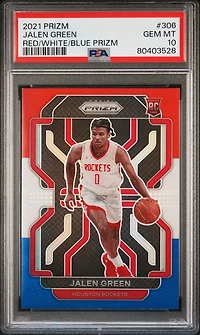 2021 Panini Prizm 306 Jalen Green Red/white/blue Prizm PSA 10