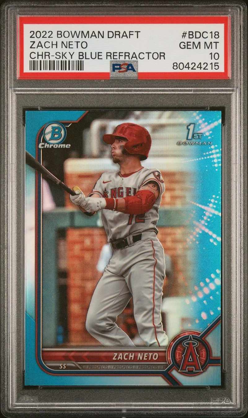 2022 Bowman Draft Bdc18 Zach Neto Chrome-sky Blue Refractor PSA 10