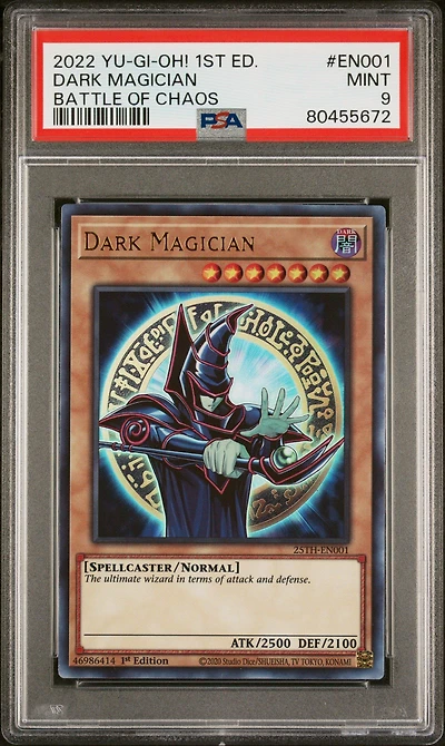 2022 Yu-gi-oh! Bach-battle Of Chaos En001 Dark Magician 1st Edition PSA 9
